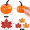 42 PCS Artificial Pumpkins Sets, 12PCS Mini Fake Pumpkins with 30PCS Lifelike Maple Leaves Faux Pumpkins for Decorating Fall Harvest Garland Halloween DIY for Crafts Thanksgiving Decorations